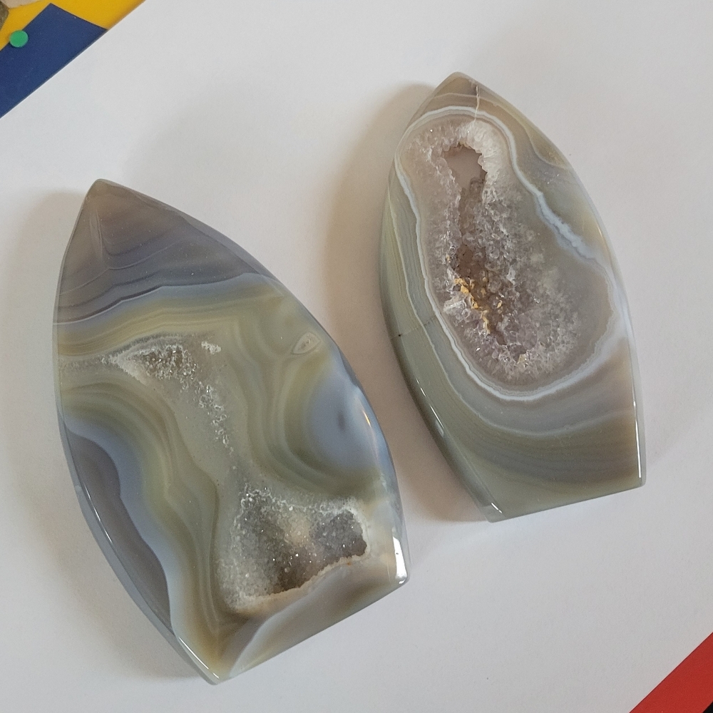 Crystal druzy agate fins